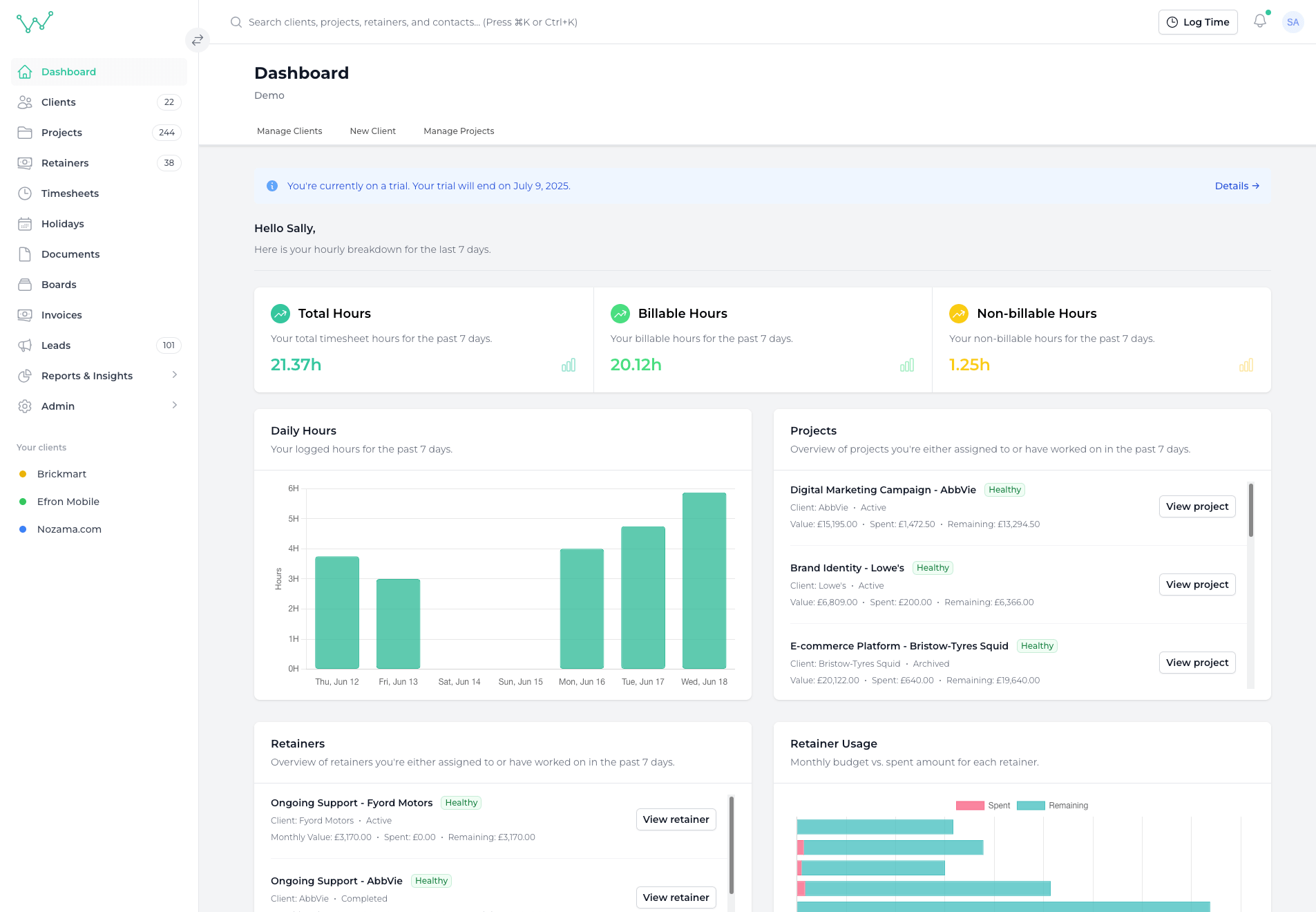 Wisdom Dashboard - admin view