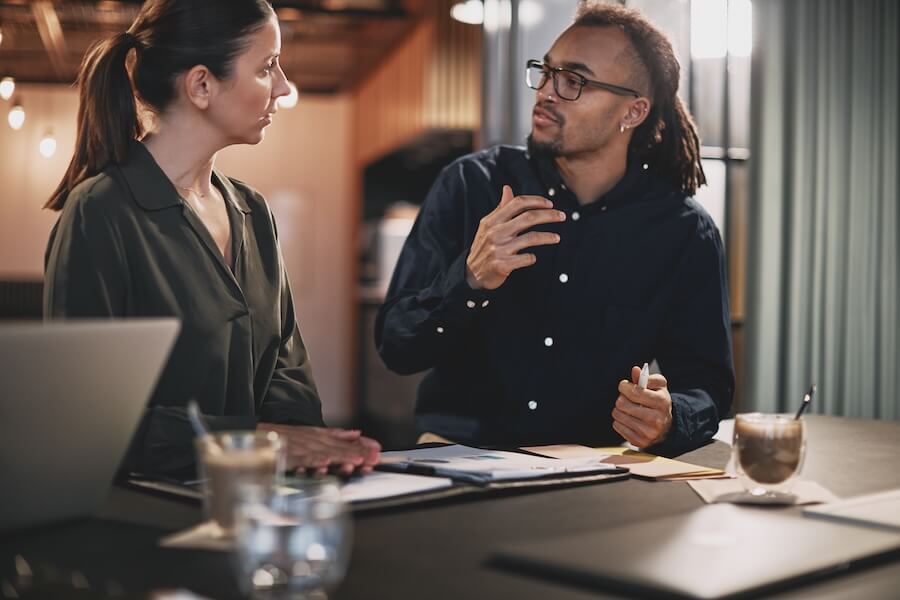 Agency team discussing operations