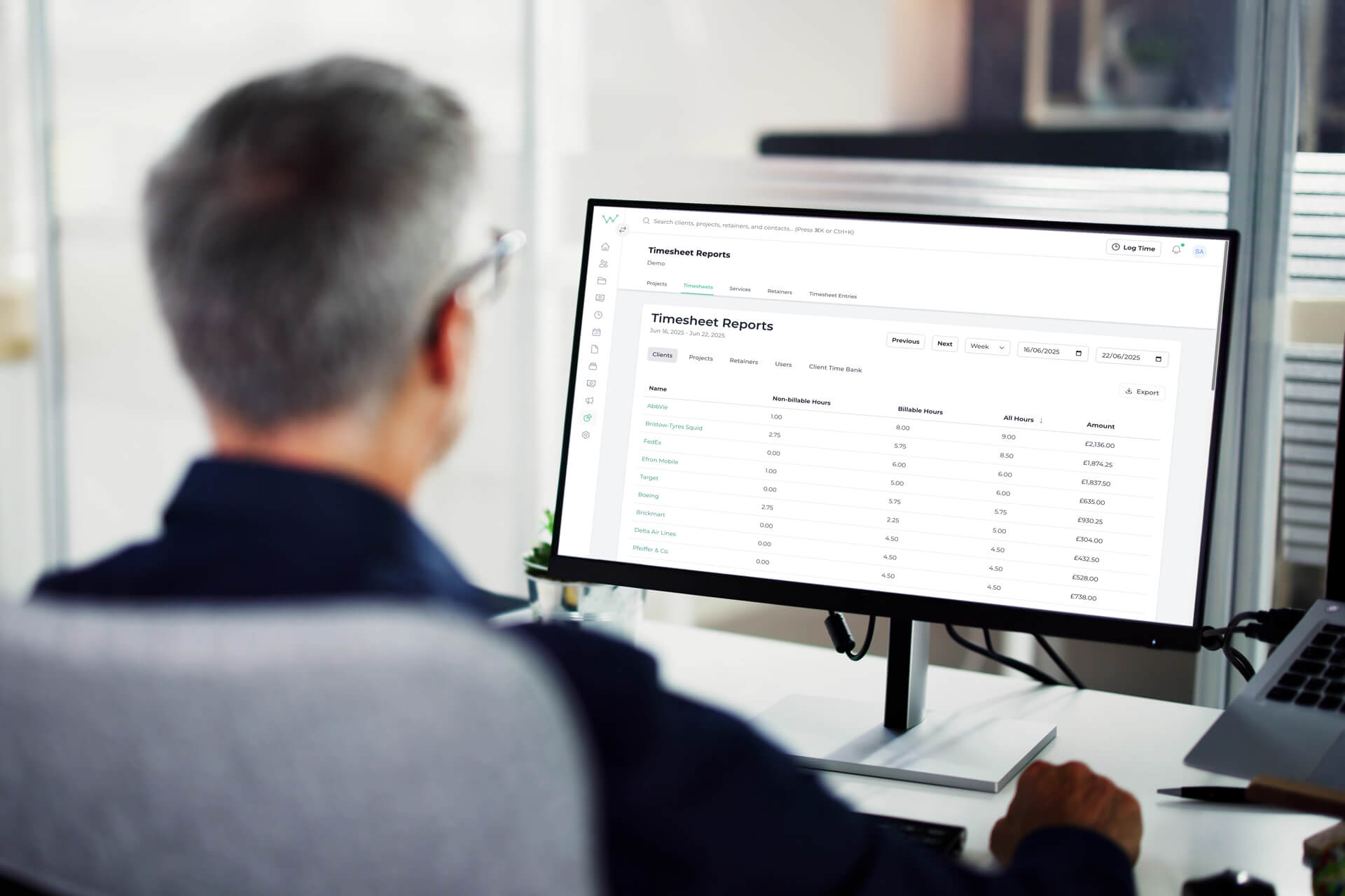Timesheet interface showing time tracking features