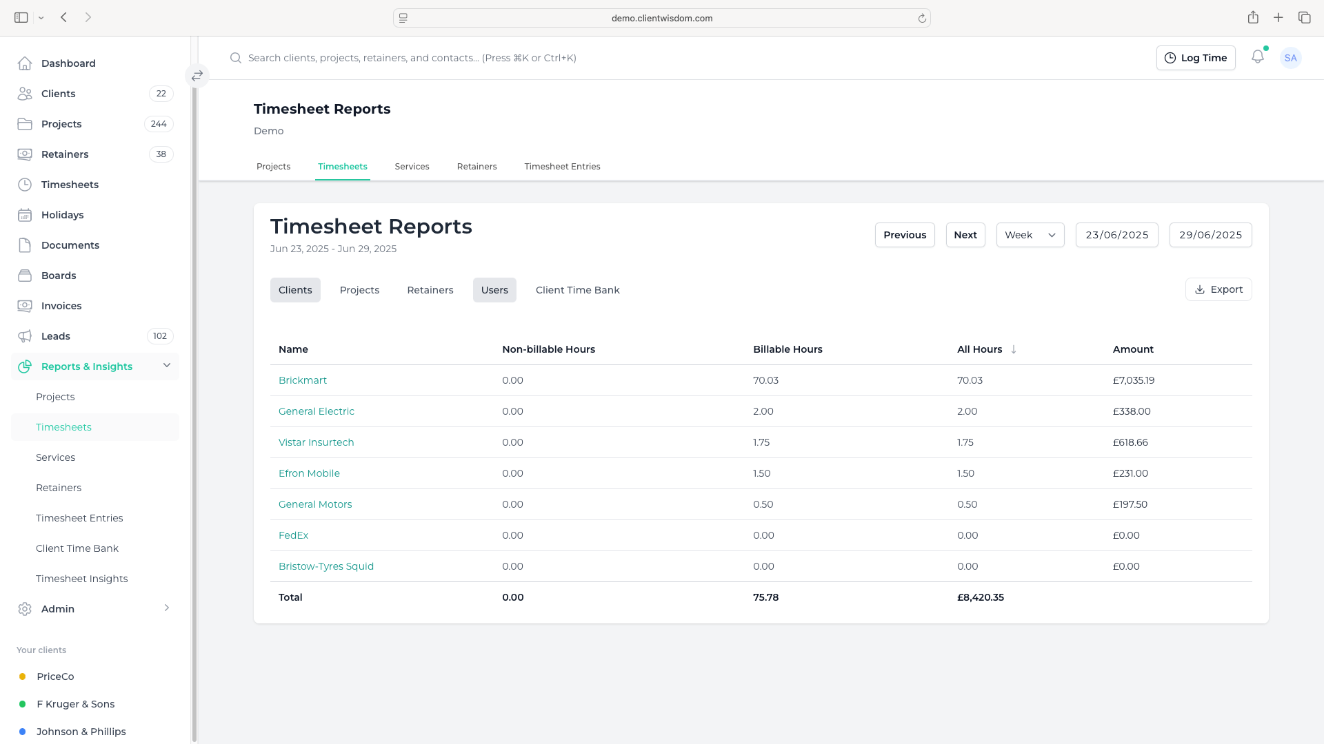 Wisdom Reports Dashboard